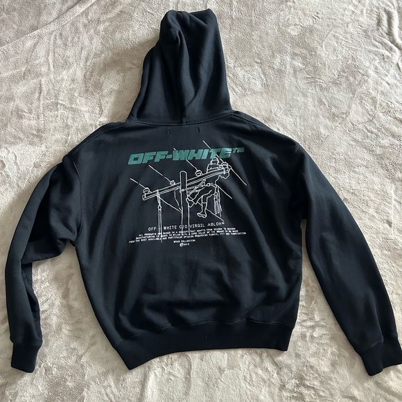 Off-White Black Hoodie with Blue Label